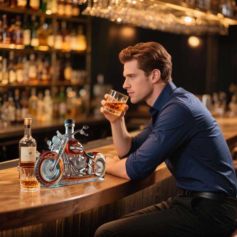 Creative motorcycle wine bottle made of glass