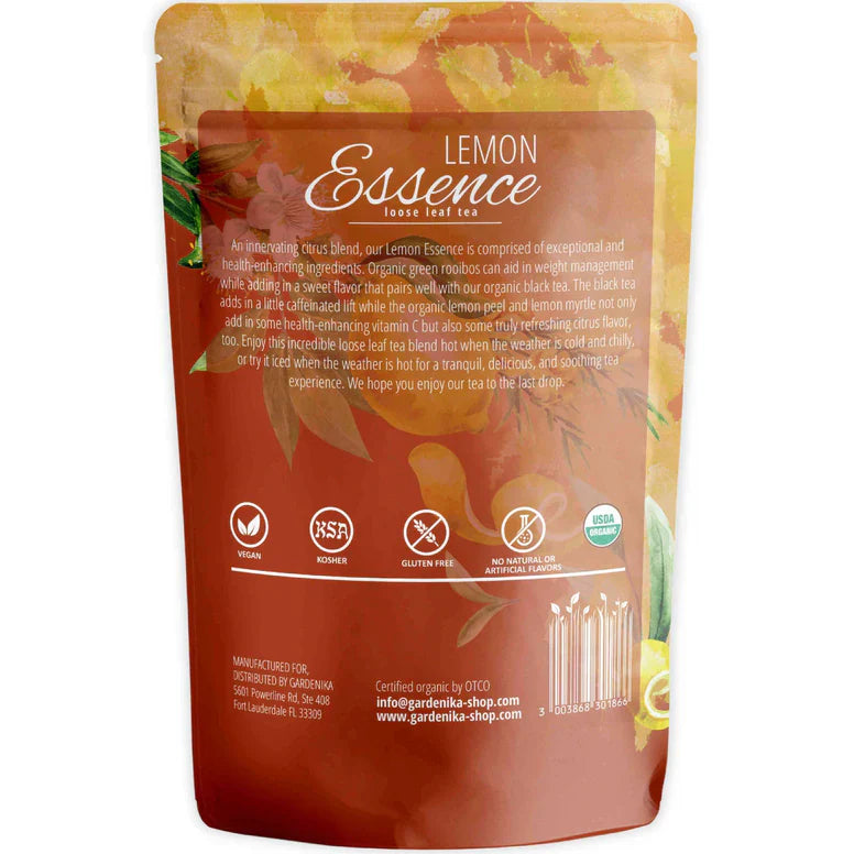 Té negro Gardenika Lemon Essence, hojas sueltas, orgánico certificado por el USDA, más de 55 tazas (113 g)