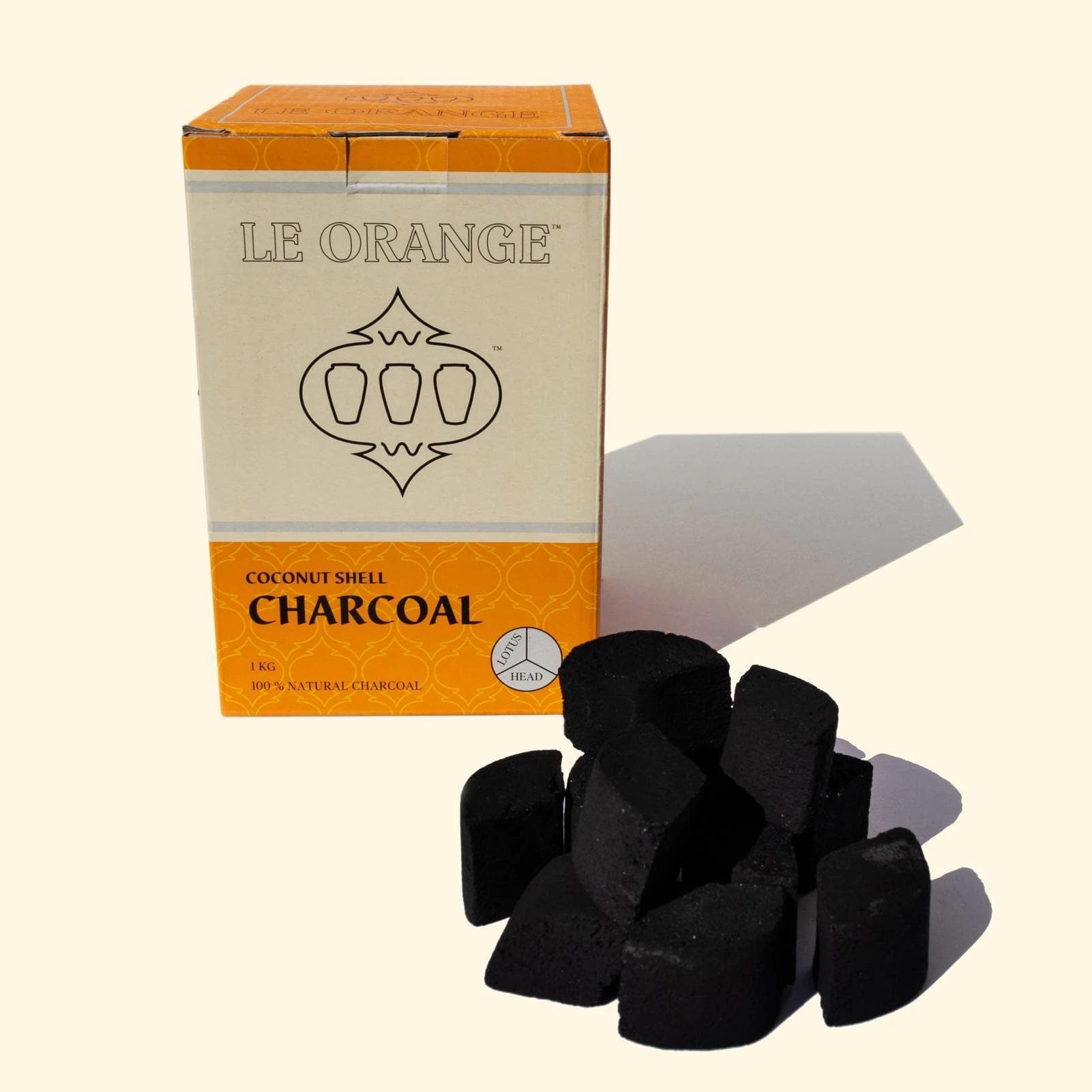 Le Orange Natural Coconut Hookah Coals - Lotus Head Hookah Flavors