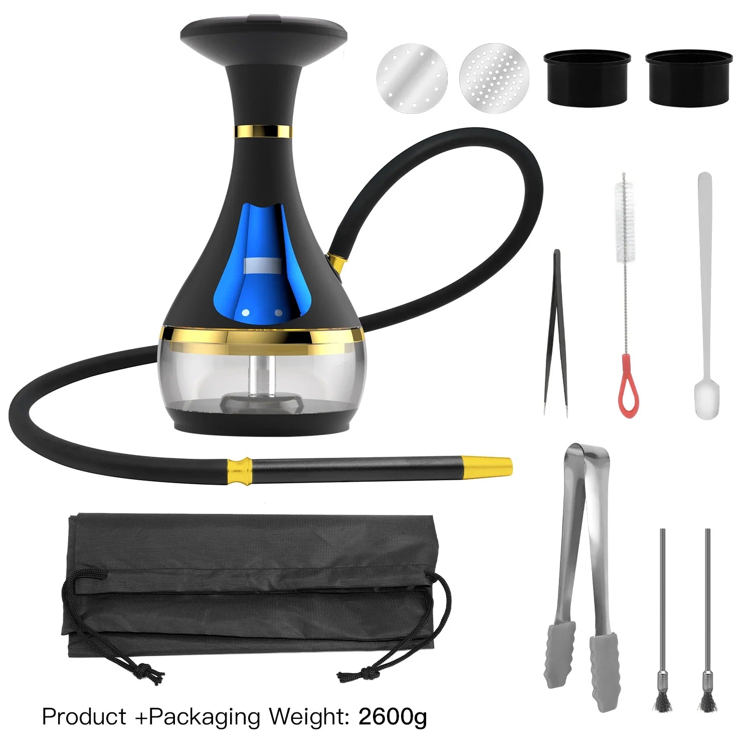 Smart Electric Hookah Shisha Set Portable Travel Electronic Hookah High Quality Shisha with LED Display
