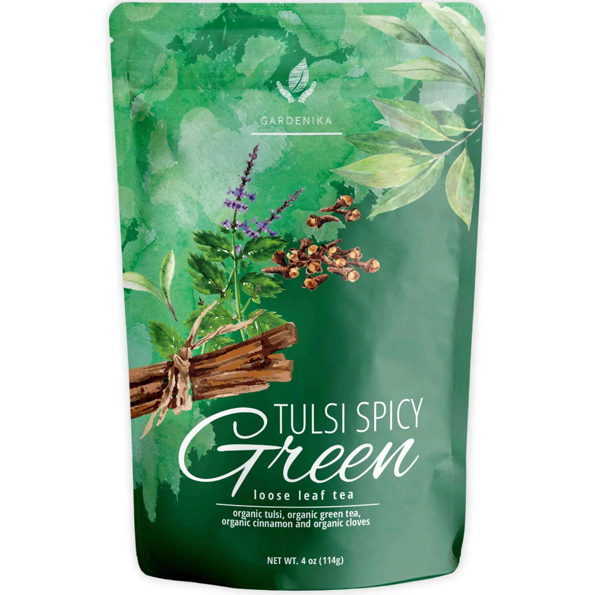 Té verde picante Gardenika Tulsi, hojas sueltas, orgánico certificado por el USDA, más de 55 tazas – 113 g (4 oz)