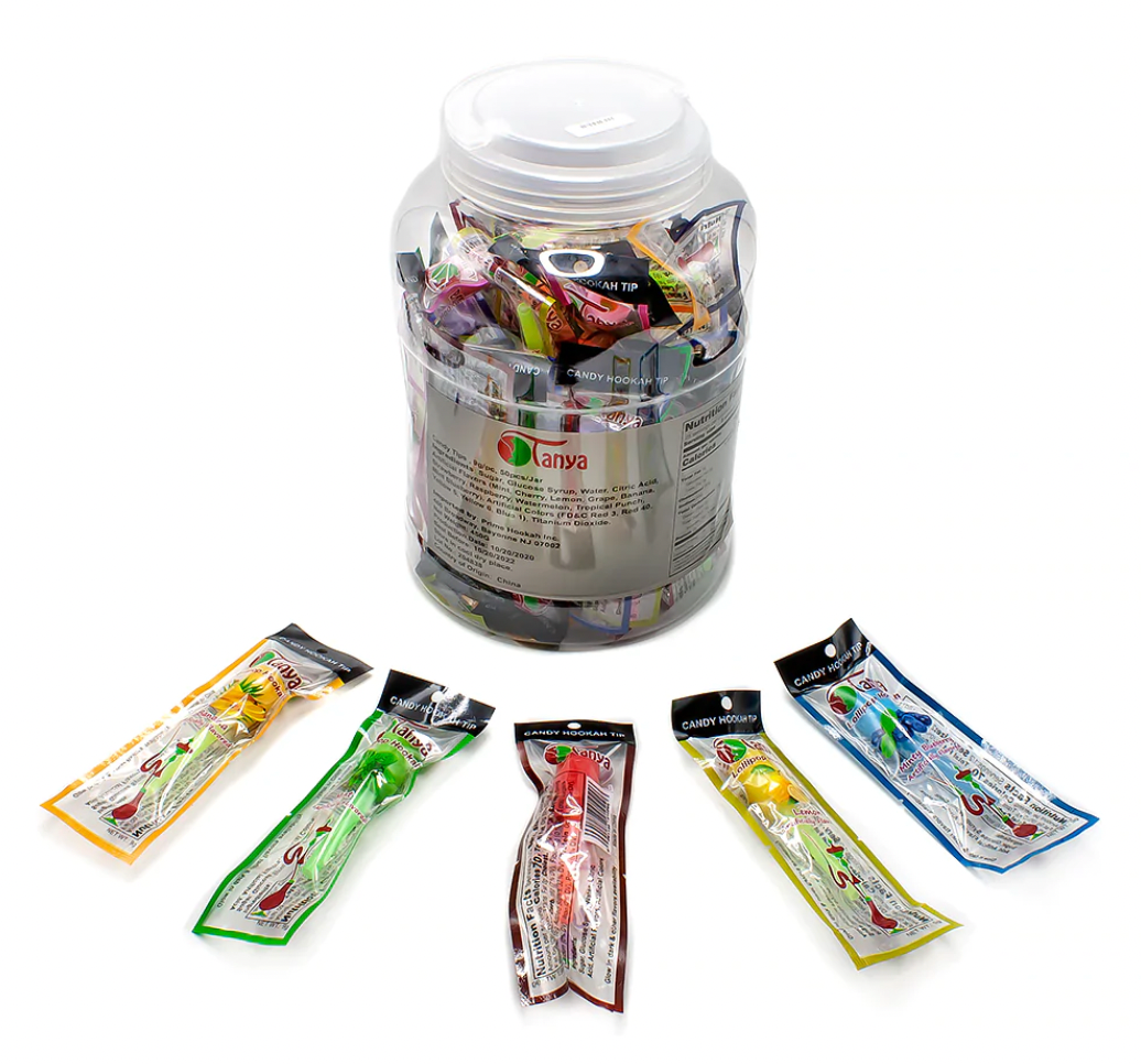Tanya Disposable Lolly Pop Candy Hookah Tips - Jar of 50 Hookah Tips