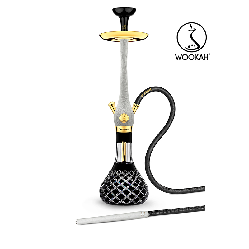 Wookah 24K Gold-Plated Check Black White Nox Hookah Set