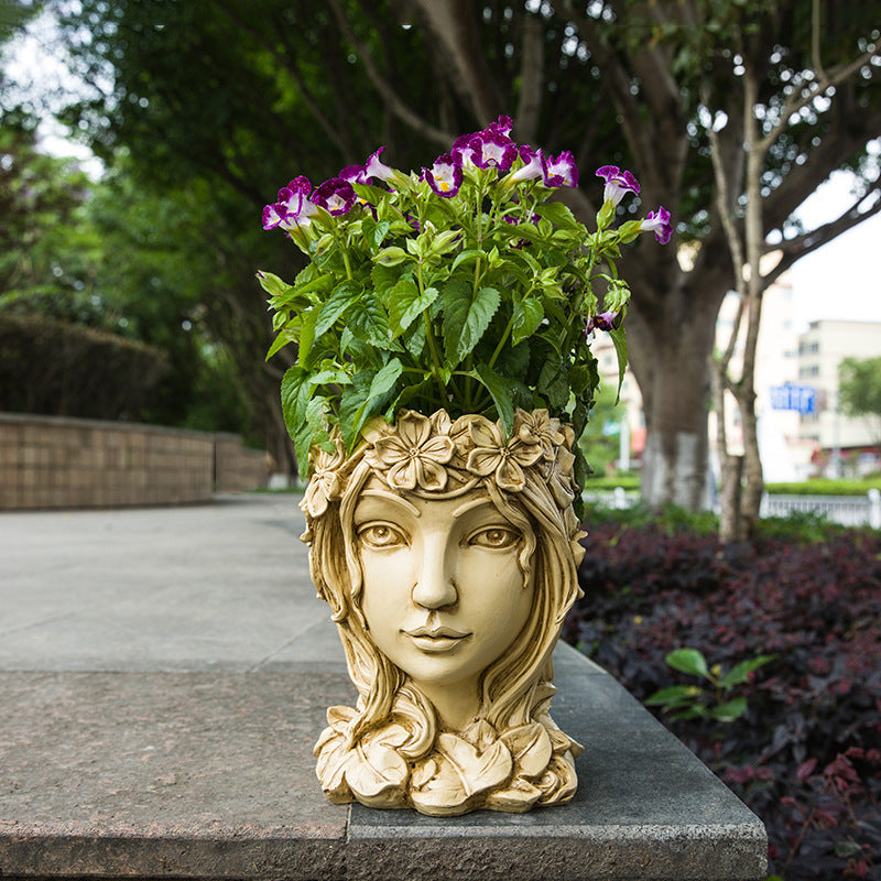 【cumpara unul si primesti unul gratis】Decorațiune de grădină, sculptură artistică a zeiței plantelor în ghiveci