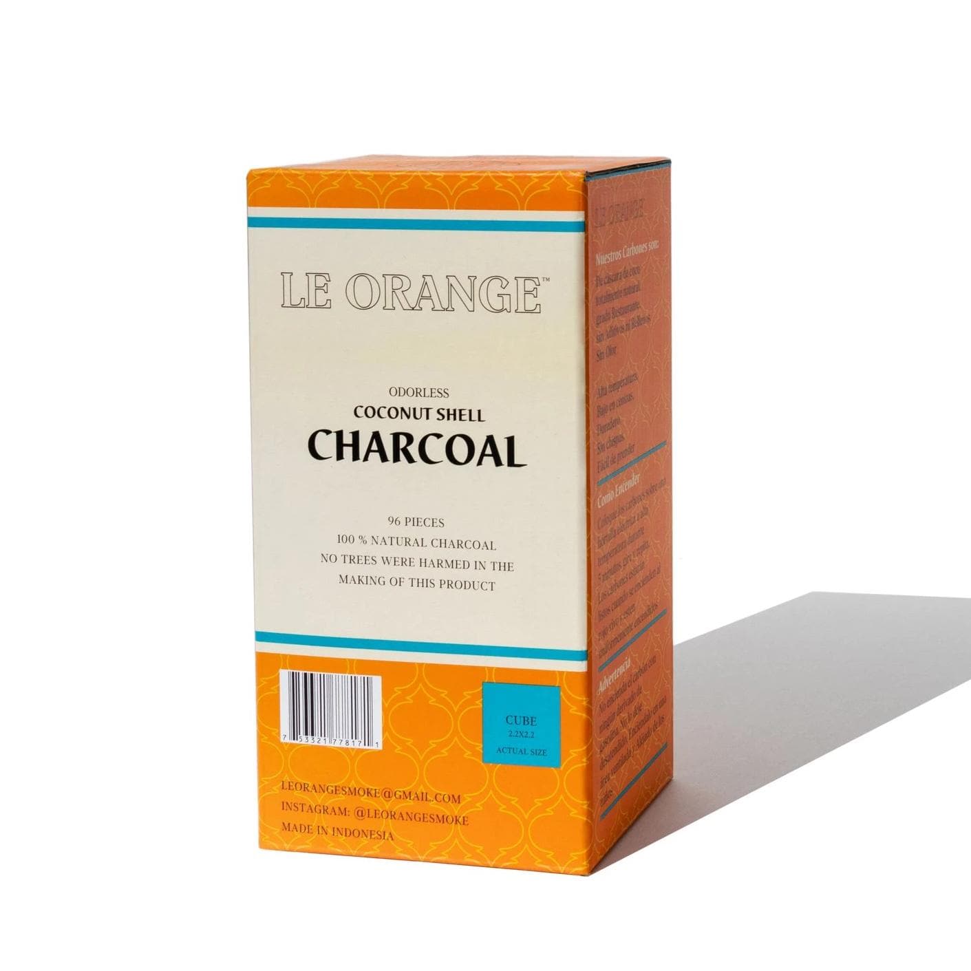 Le Orange Natural Coconut Hookah Coals - Small Cubes - 96 Pieces Hookah Flavors