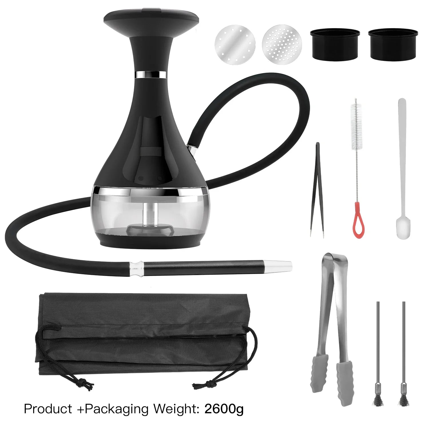 Smart Electric Hookah Shisha Set Portable Travel Electronic Hookah High Quality Shisha with LED Display