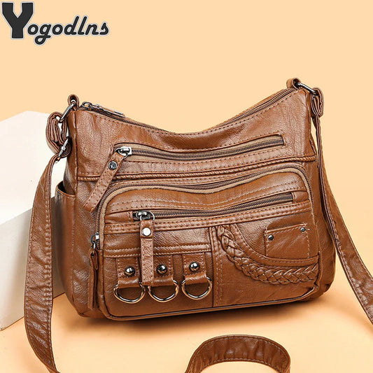 Messenger Bag mit mehreren Taschen für Damen