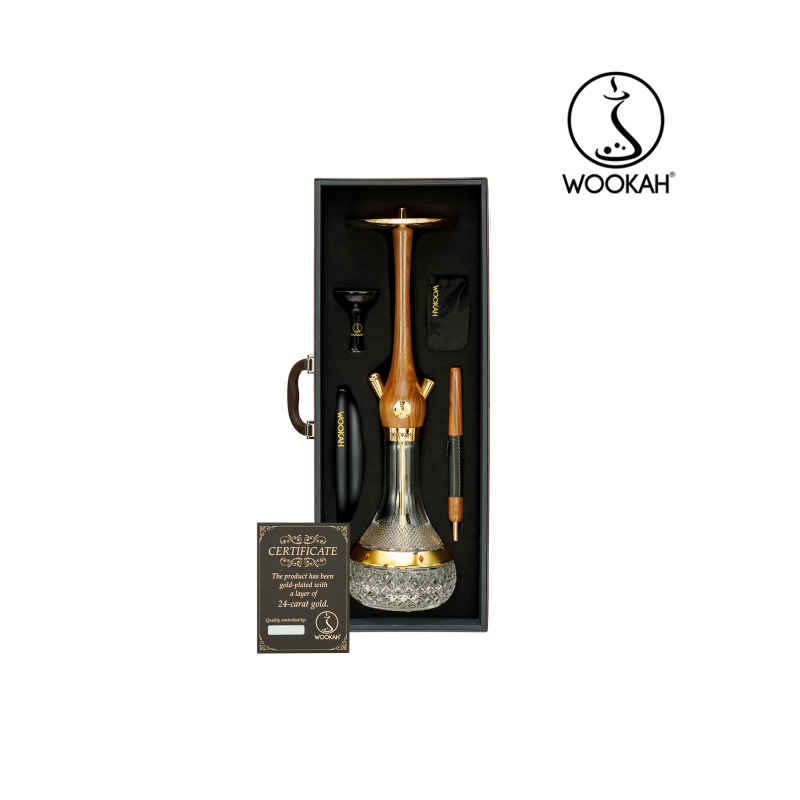 Wookah 24K Gold-Plated Amber Gold Walnut Hookah Set