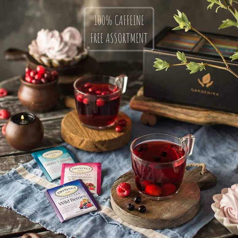 Caja de regalo con muestra de té Twinings: herbal y naturalmente sin cafeína, 60 unidades, 20 sabores para narguile. 