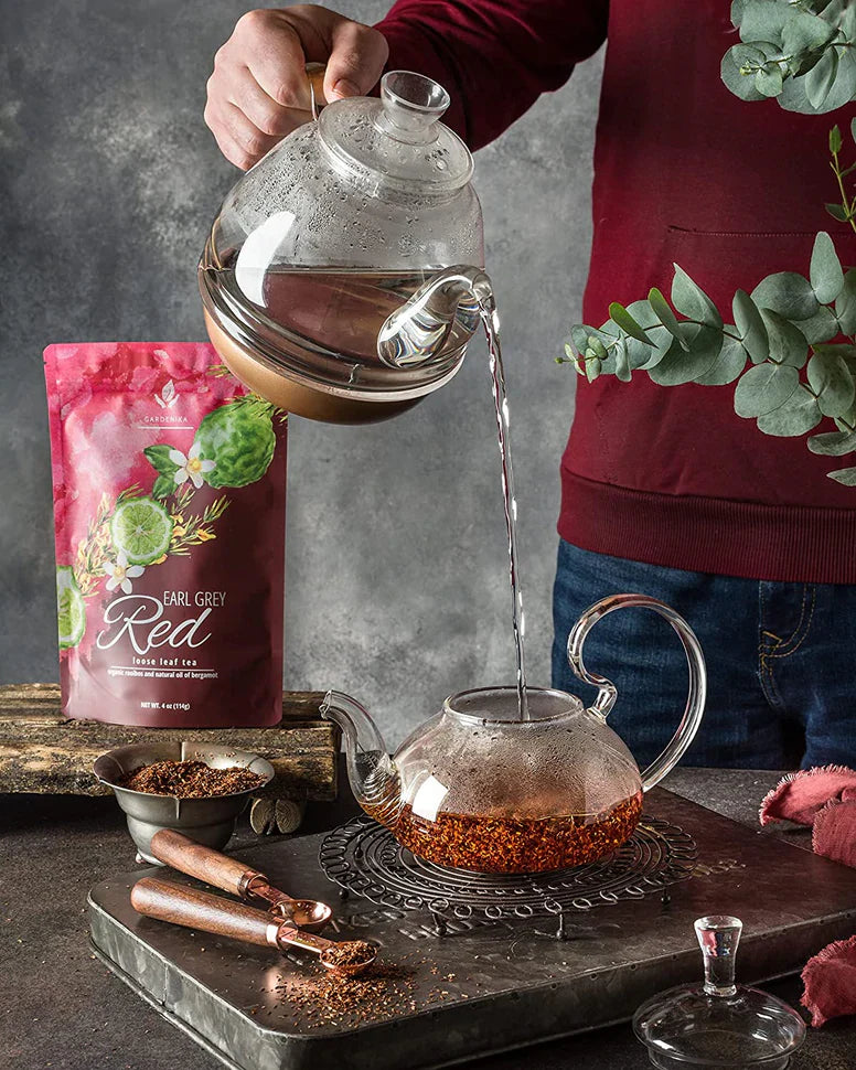 Té rojo Earl Grey Gardenika, hojas sueltas, orgánico USDA, sin cafeína, más de 55 tazas – 113 g (4 oz) 