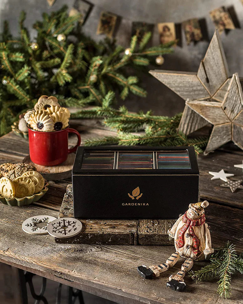 Caja de regalo con muestrario de bolsitas de té de hierbas y descafeinado Stash, sin cafeína - 60 unidades, 20 sabores