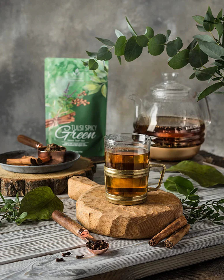 Gardenika Tulsi würziger grüner Tee, lose Blätter, USDA Bio, 55+ Tassen – 4 Oz (113 g) 