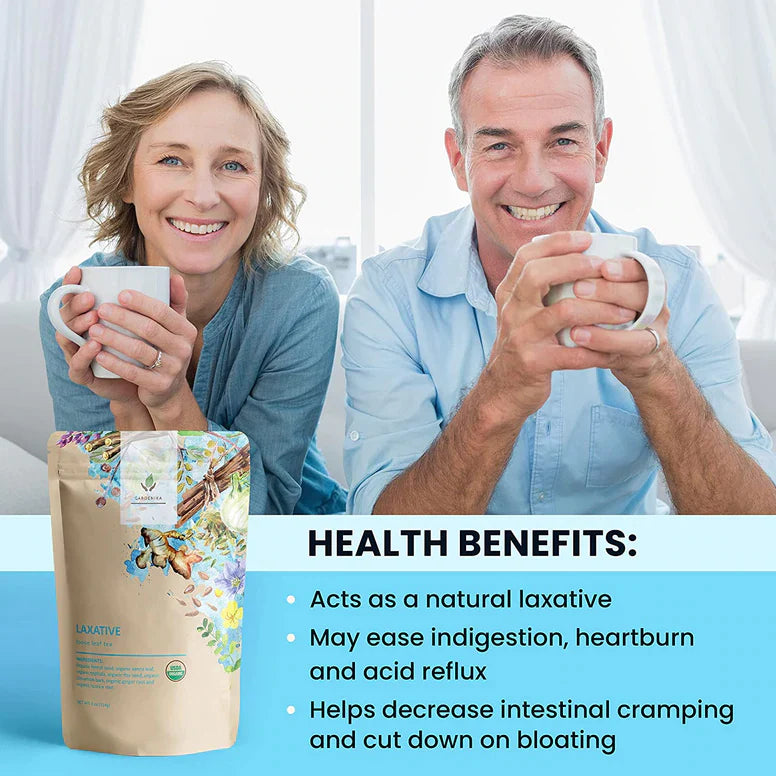 Té de hierbas laxante Gardenika, hojas sueltas, orgánico USDA, sin cafeína - 114 g