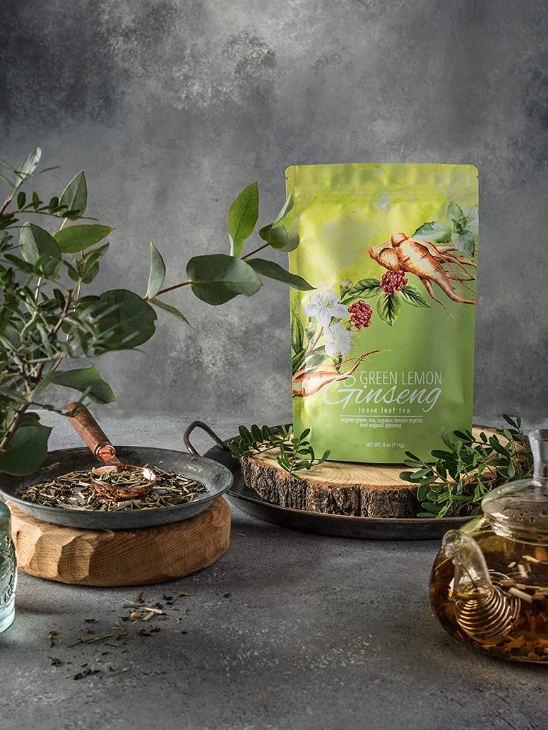 Gardenika Grüner Zitronen-Ginseng-Tee, Loseblätter, USDA Bio, 55+ Tassen – 4 Oz (113 g) 