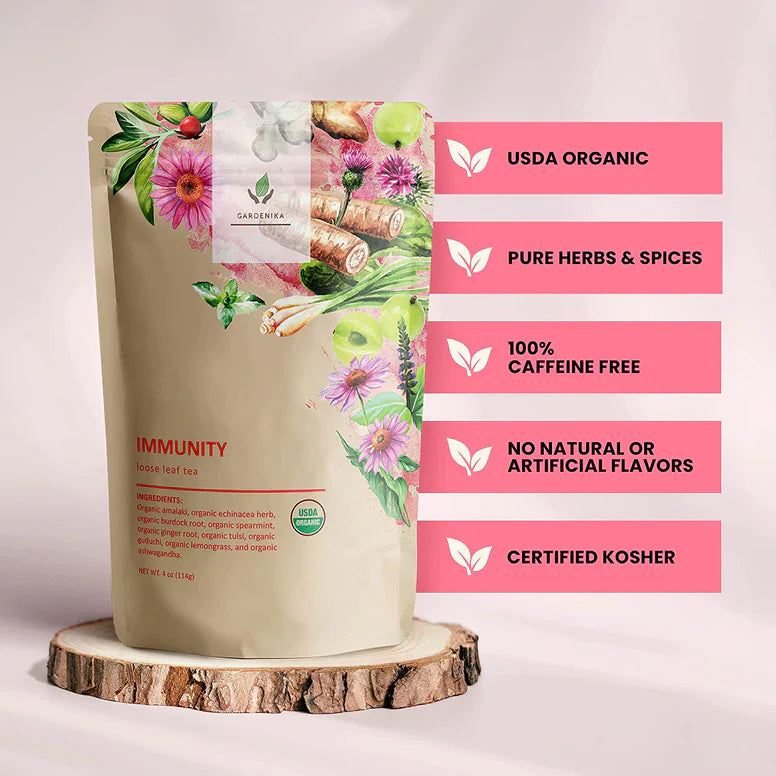 Gardenika Immunity Kräutertee mit losen Blättern, USDA Bio, koffeinfrei – 4 oz (114 g)