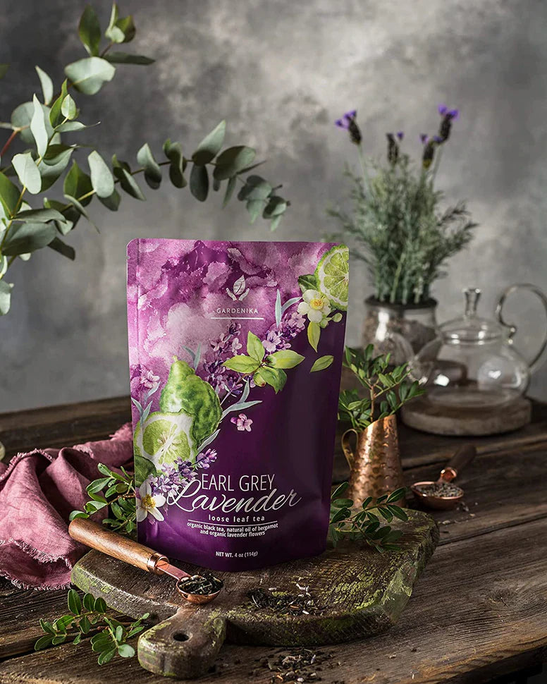 Gardenika Earl Grey Lavendeltee, lose Blätter, USDA Bio, 55+ Tassen – 4 Oz (113 g) 