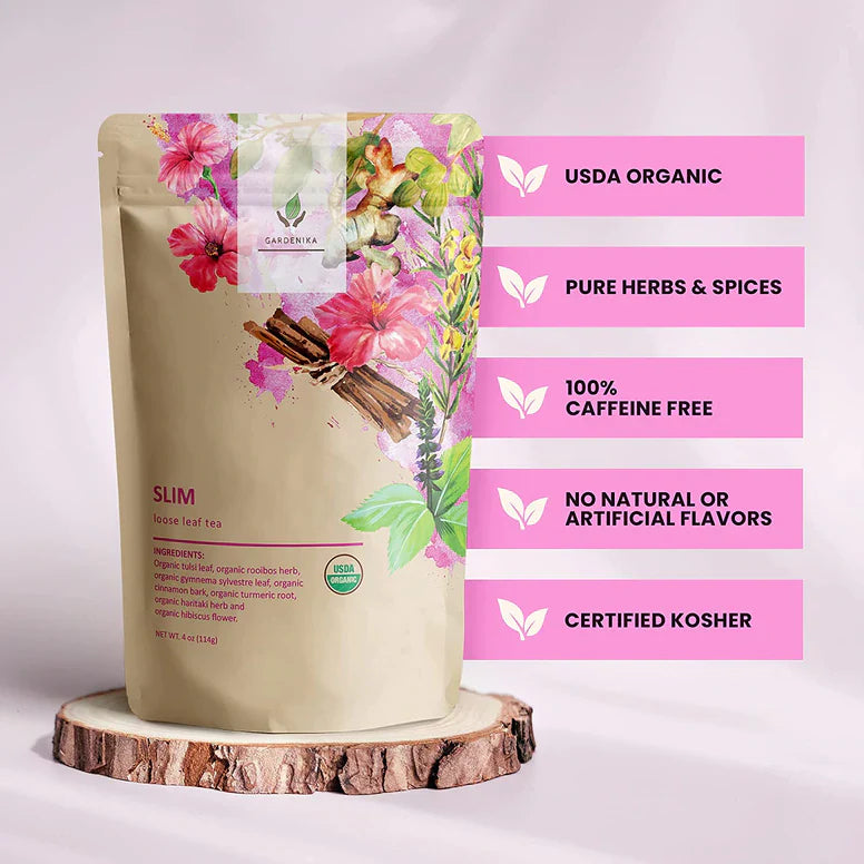 Gardenika Slim Kräutertee mit losen Blättern, USDA-Bio, koffeinfrei – 4 oz (114 g)