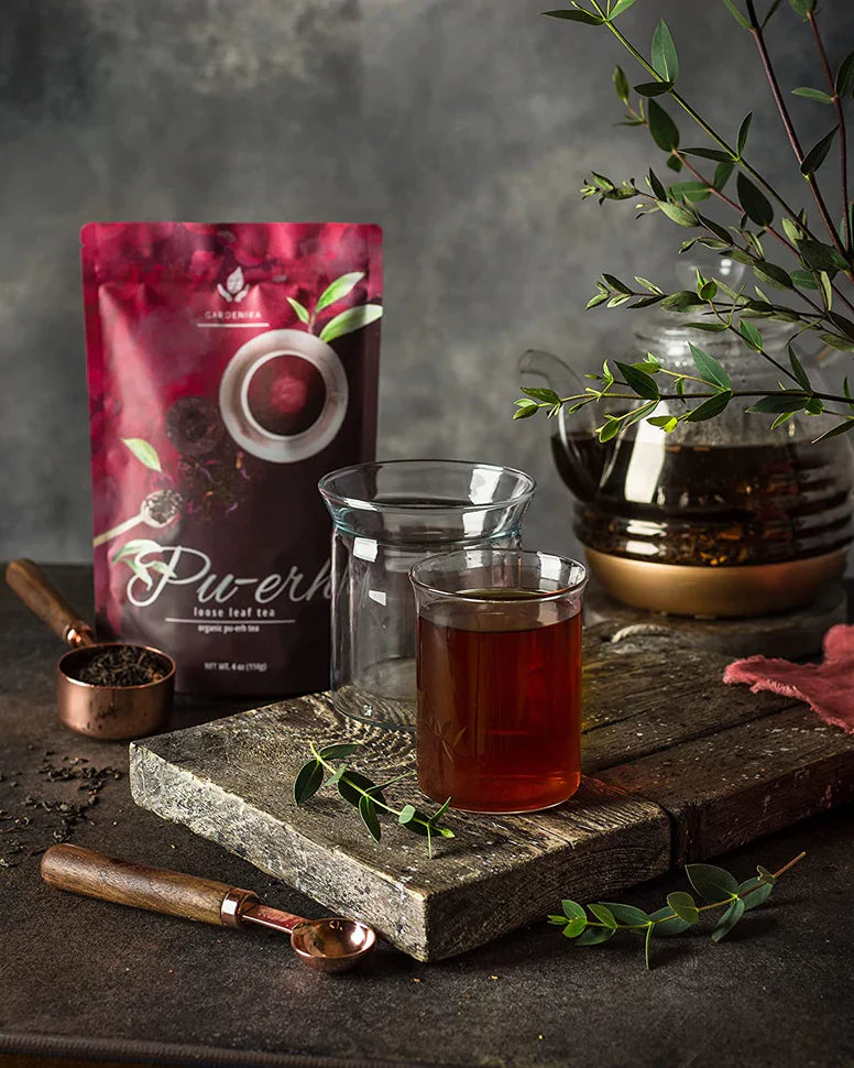 Gardenika Pu-Erh-Tee, lose Blätter, USDA-Bio, chinesischer Schwarztee, 55+ Tassen – 4 oz (113 g) 