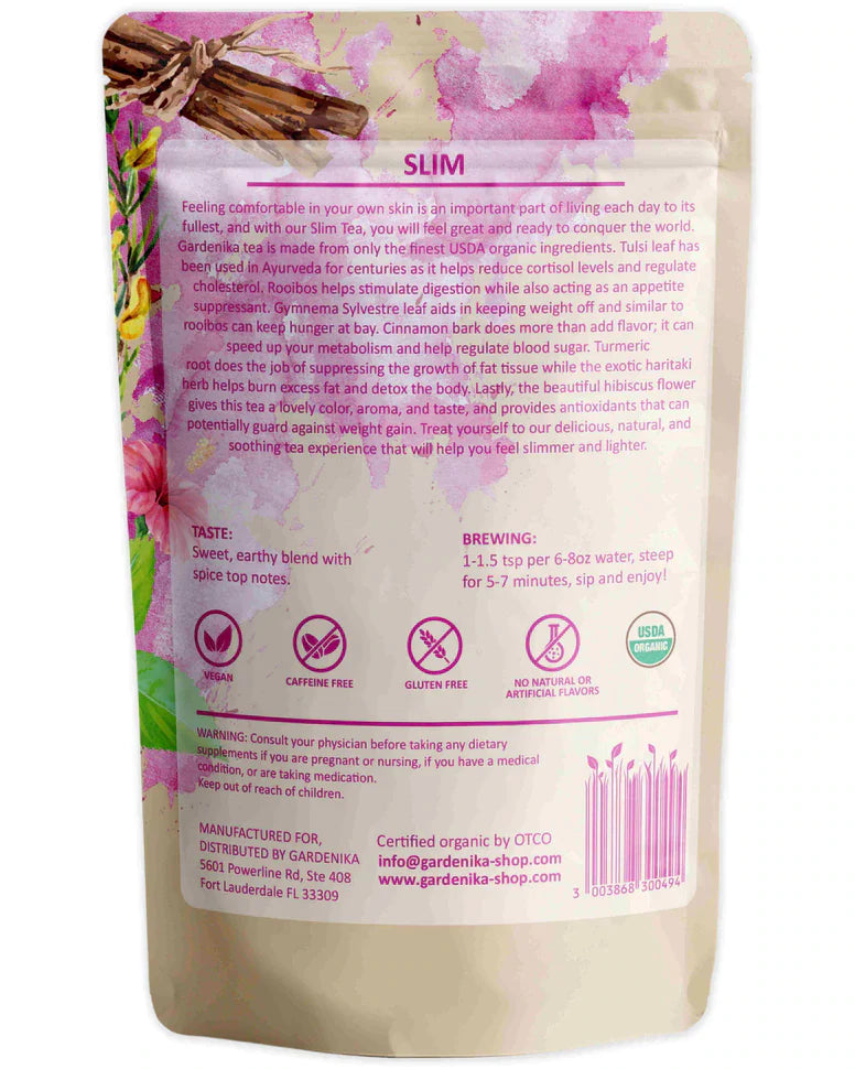 Té de hierbas Gardenika Slim de hojas sueltas, orgánico USDA, sin cafeína - 114 g