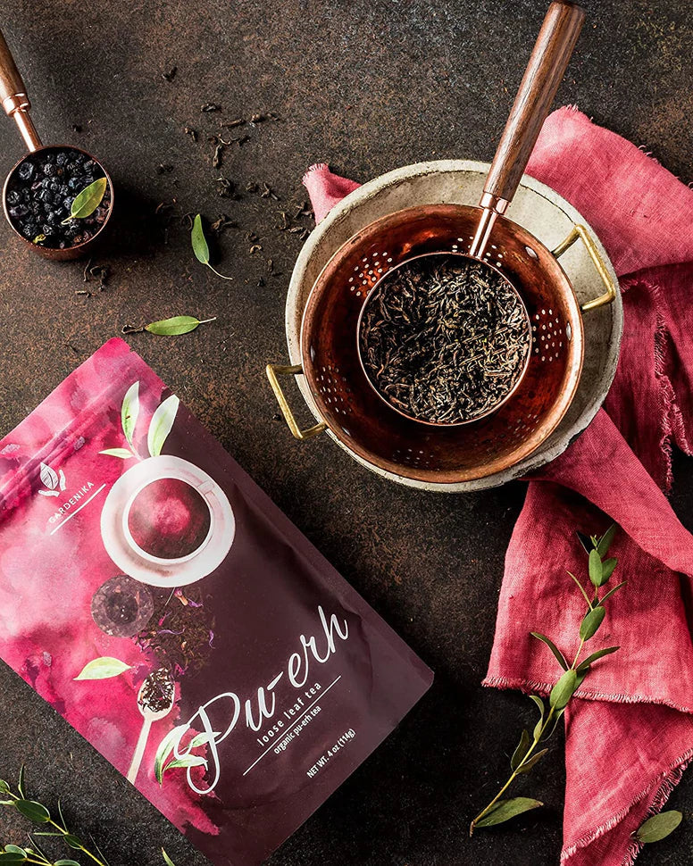 Gardenika Pu-Erh-Tee, lose Blätter, USDA-Bio, chinesischer Schwarztee, 55+ Tassen – 4 oz (113 g) 