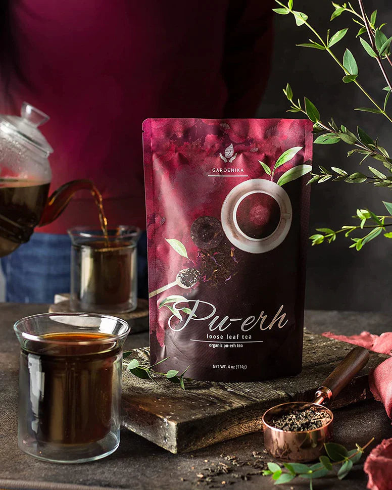 Gardenika Pu-Erh-Tee, lose Blätter, USDA-Bio, chinesischer Schwarztee, 55+ Tassen – 4 oz (113 g) 