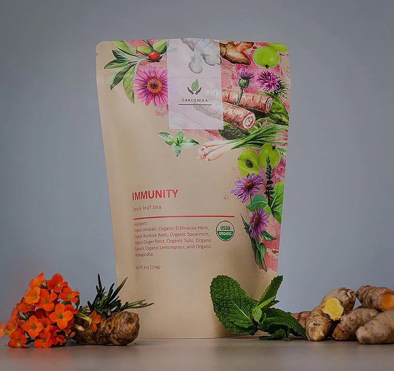 Gardenika Immunity Kräutertee mit losen Blättern, USDA Bio, koffeinfrei – 4 oz (114 g)