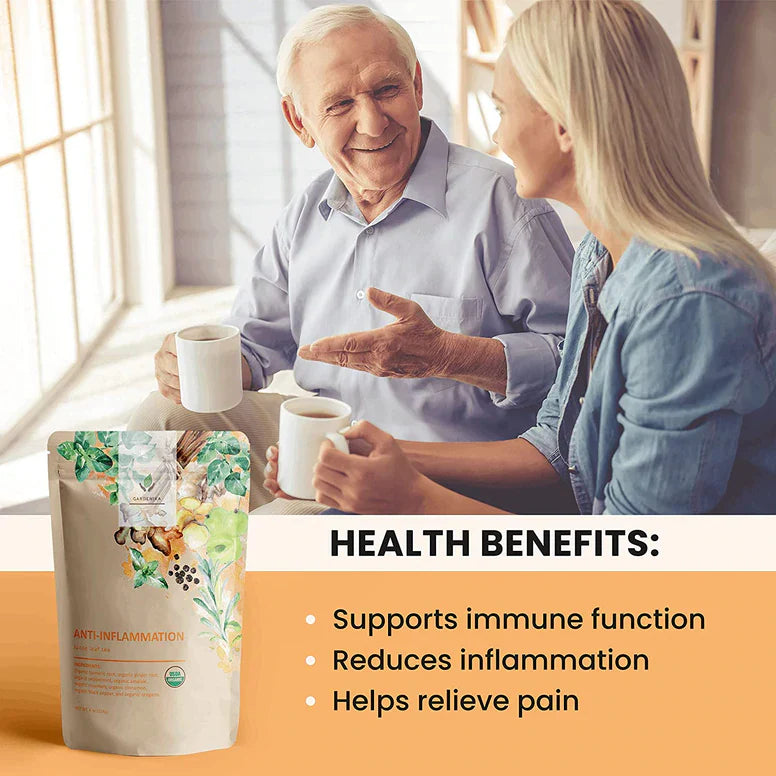 Gardenika Entzündungshemmender Kräutertee mit losen Blättern, USDA-Bio, koffeinfrei – 114 g